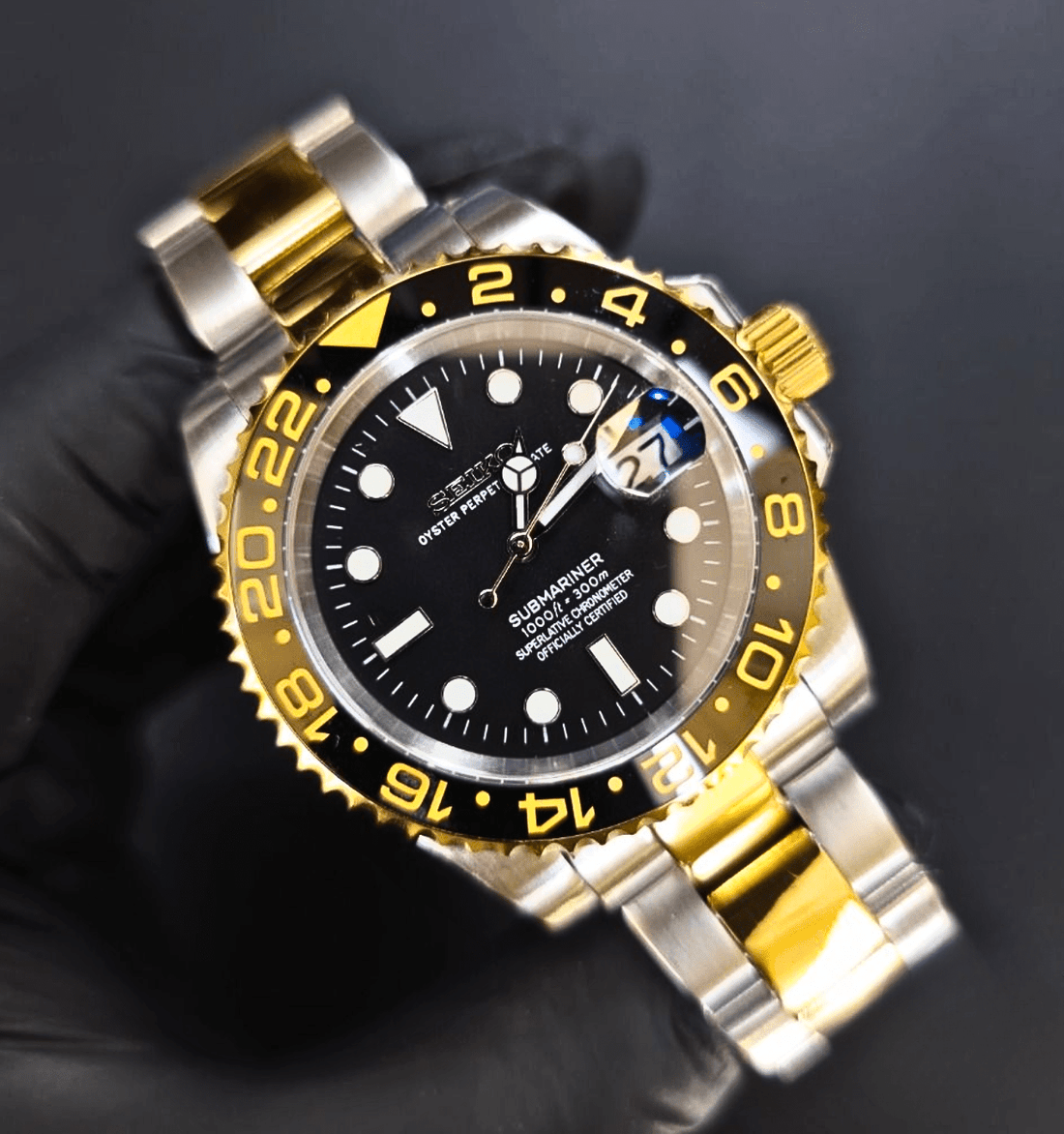 Seiko Mod Submariner Two-Tone Gold — Classic Elegance, Redefined - NeoLux Watch & Co