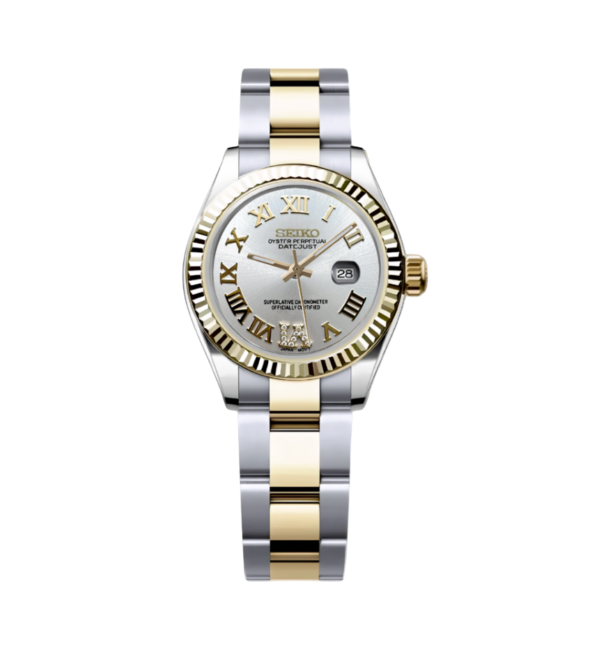 Seiko Mod Datejust Lady Two-Tone White Roman