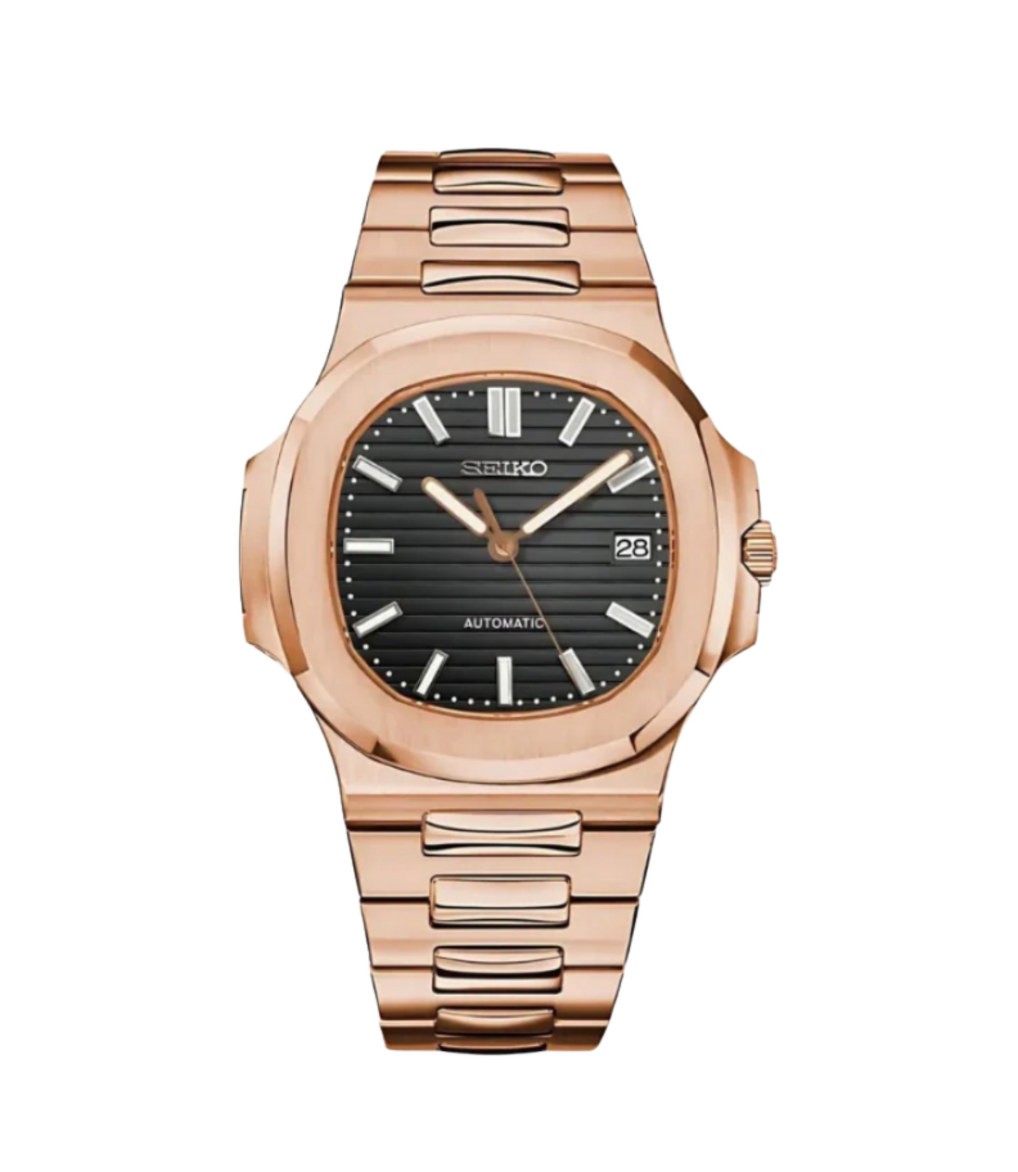 Seiko Mod Nautilus Rose Gold Black