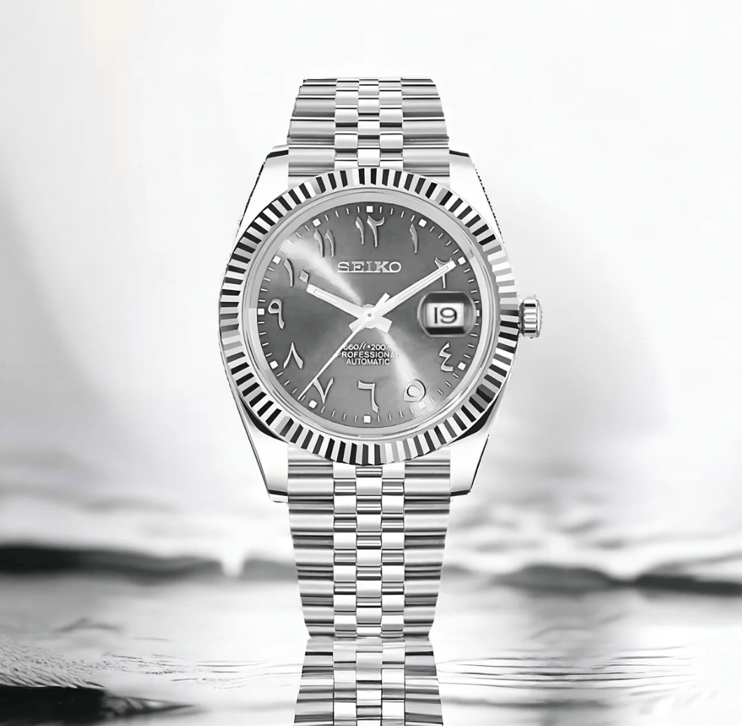 Seiko Mod Datejust Arabic Grey