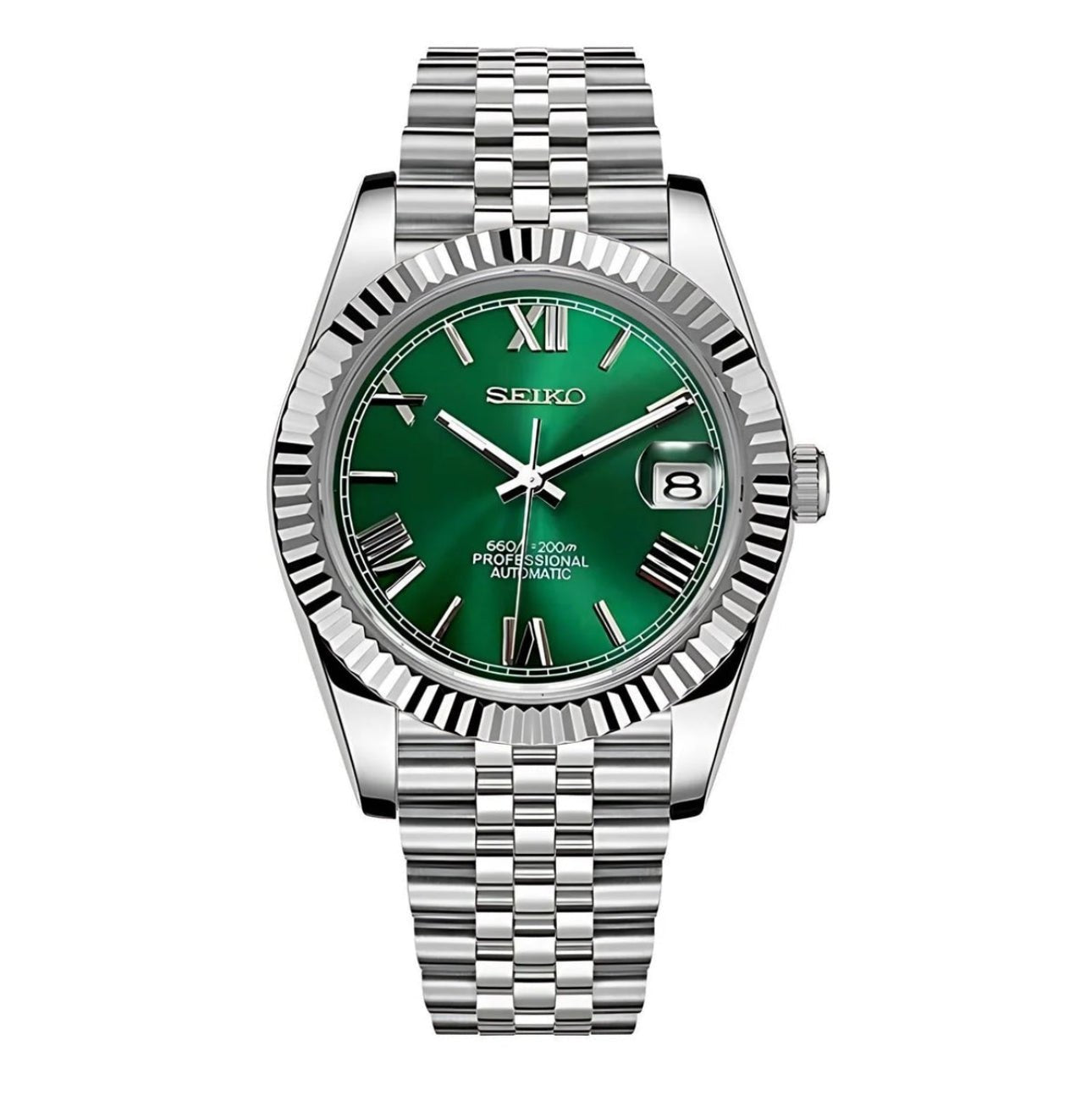 Seiko Mod Datejust Green Roman – NeoLux Watch Co - Main Image