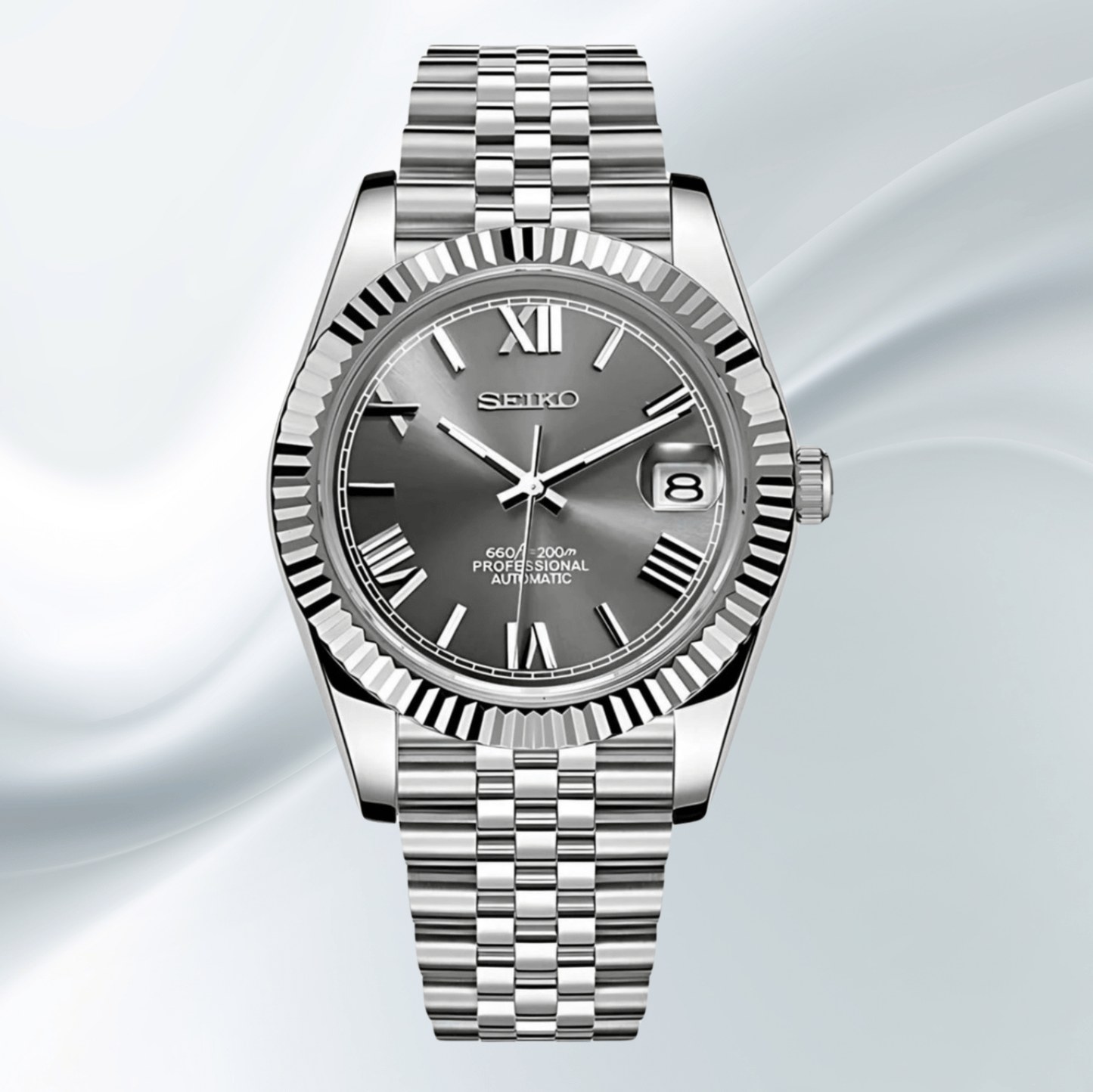 Seiko Mod Datejust Grey Roman