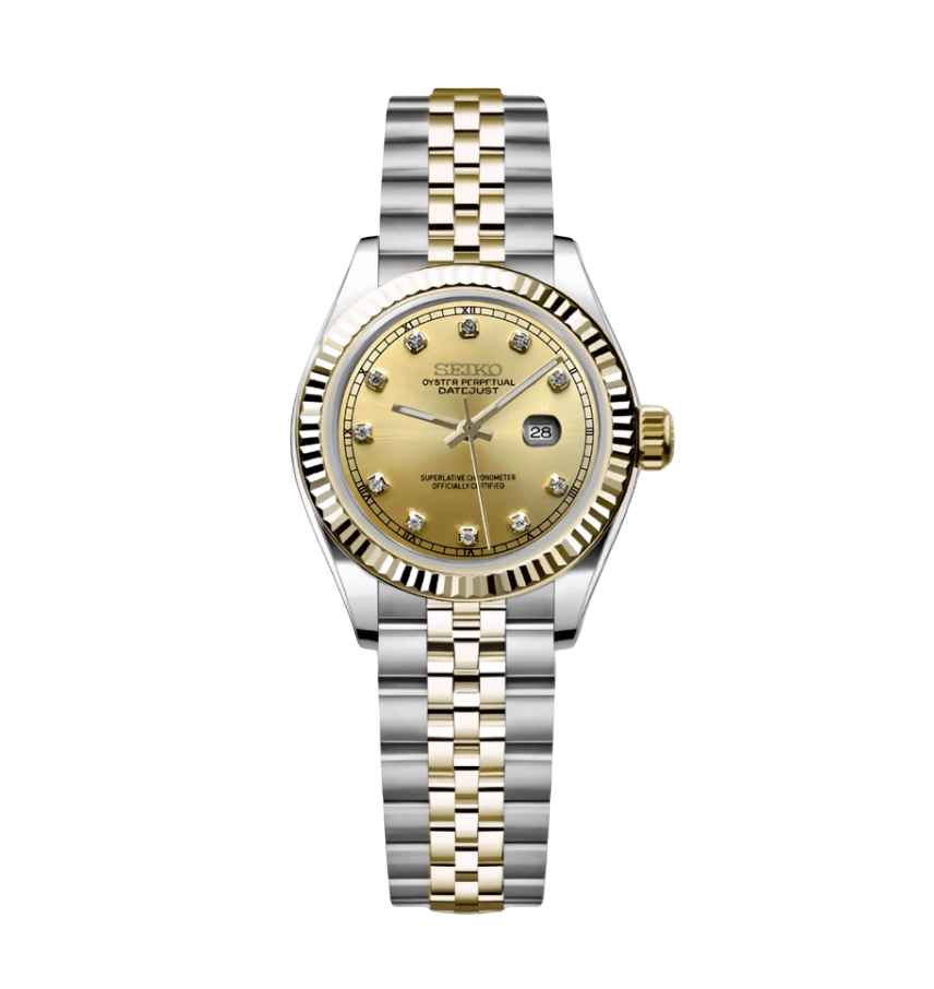Seiko Mod Datejust Lady Two - Tone Gem Gold