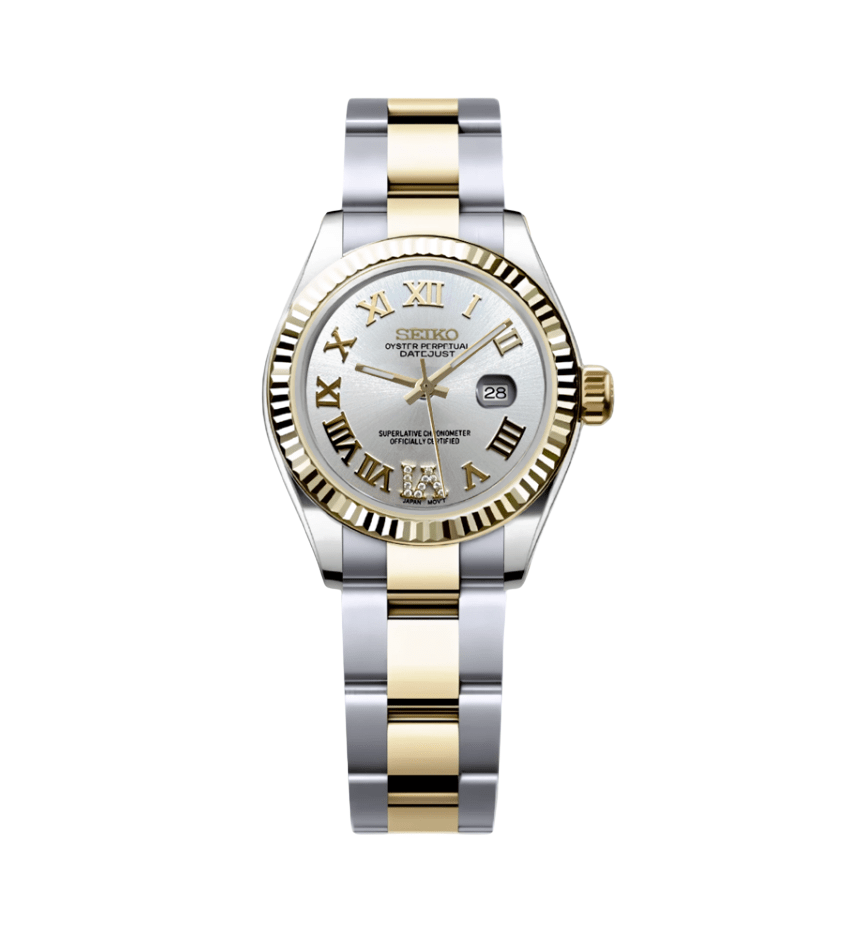 Seiko Mod Datejust Lady Two - Tone White Roman