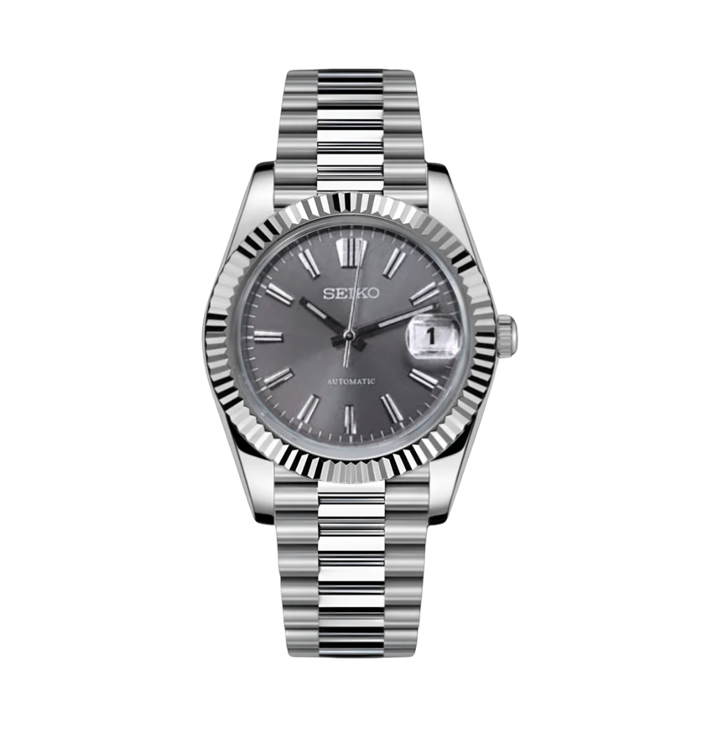 Seiko Mod Datejust Sunburst Grey (President) – NeoLux Watch Co