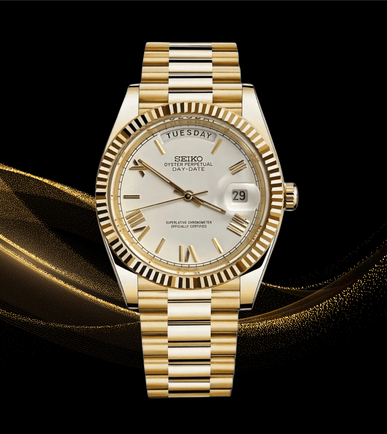 Seiko Mod Day - Date Roman Gold White