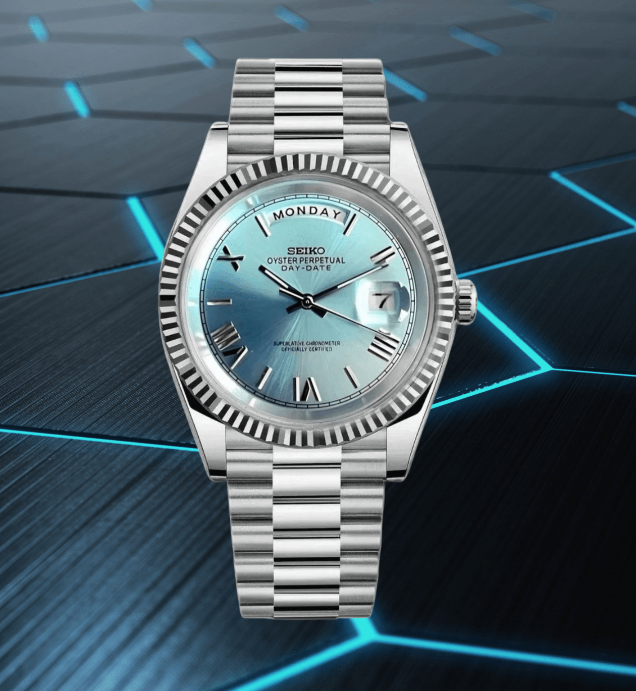 Seiko Mod Day - Date Roman Ice Blue