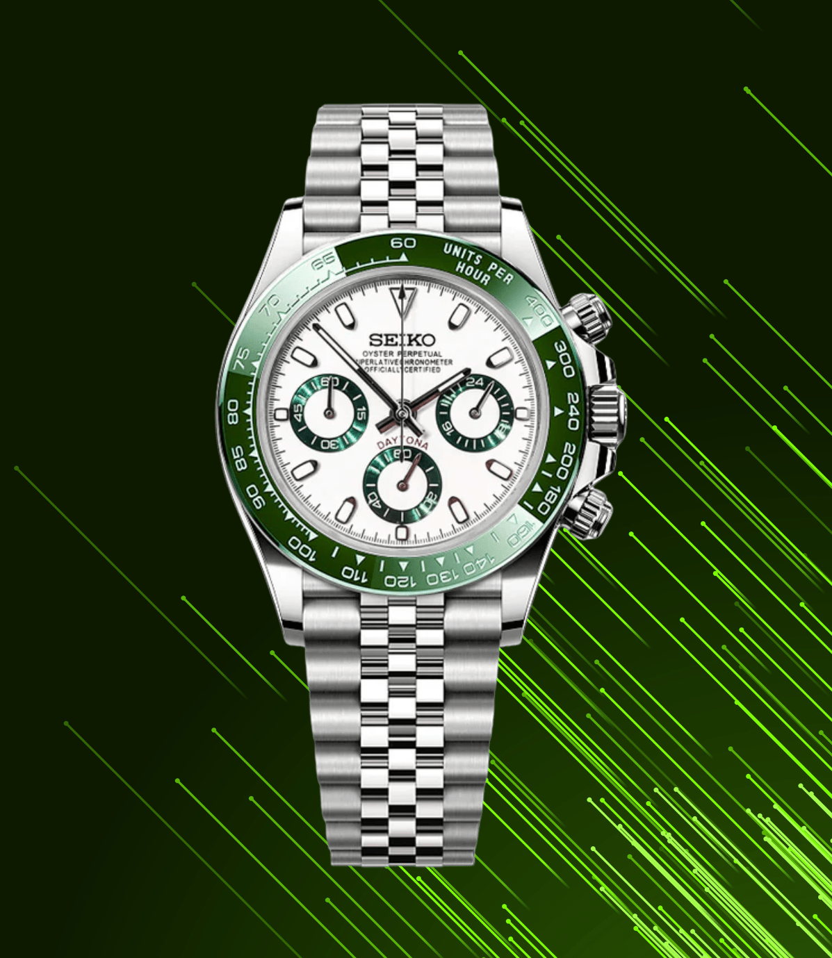 Seiko Mod Daytona Alpine Green Racer