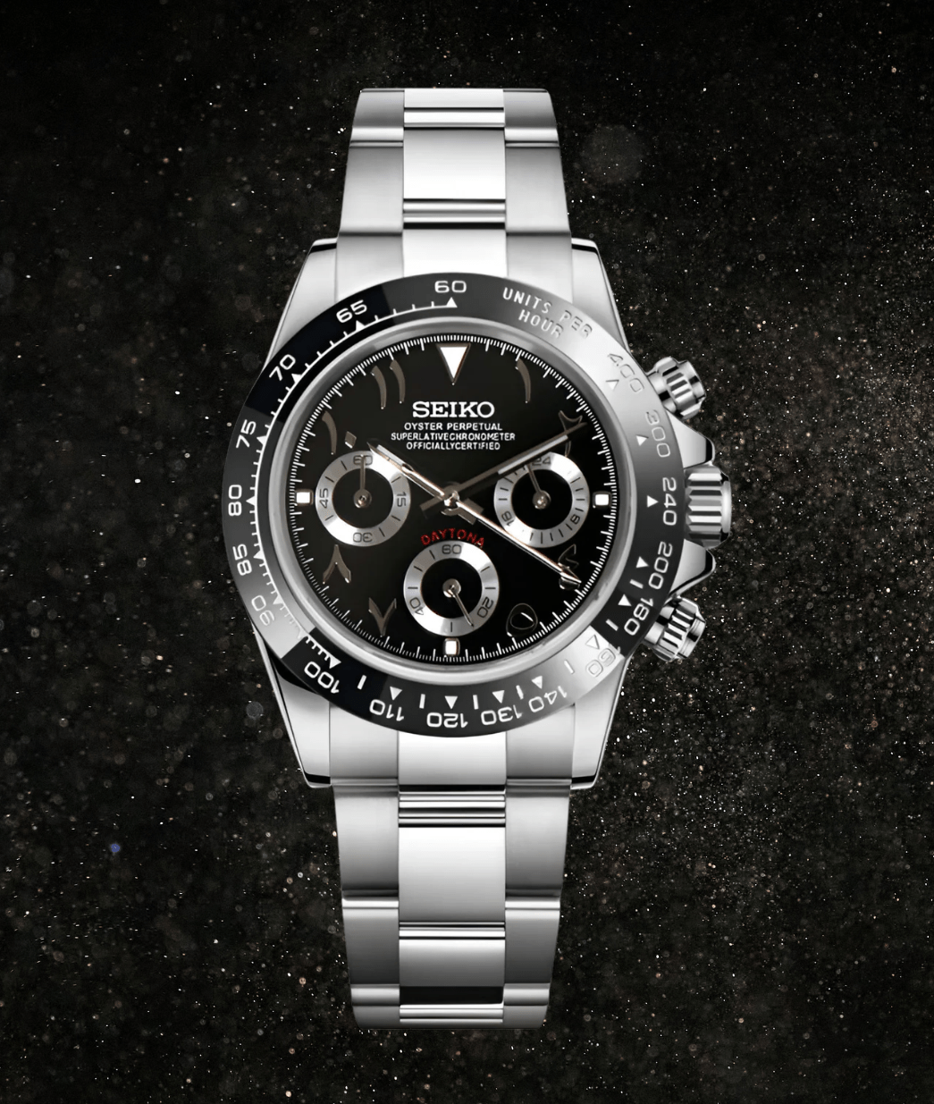 Seiko Mod Daytona Arabic Black Racer