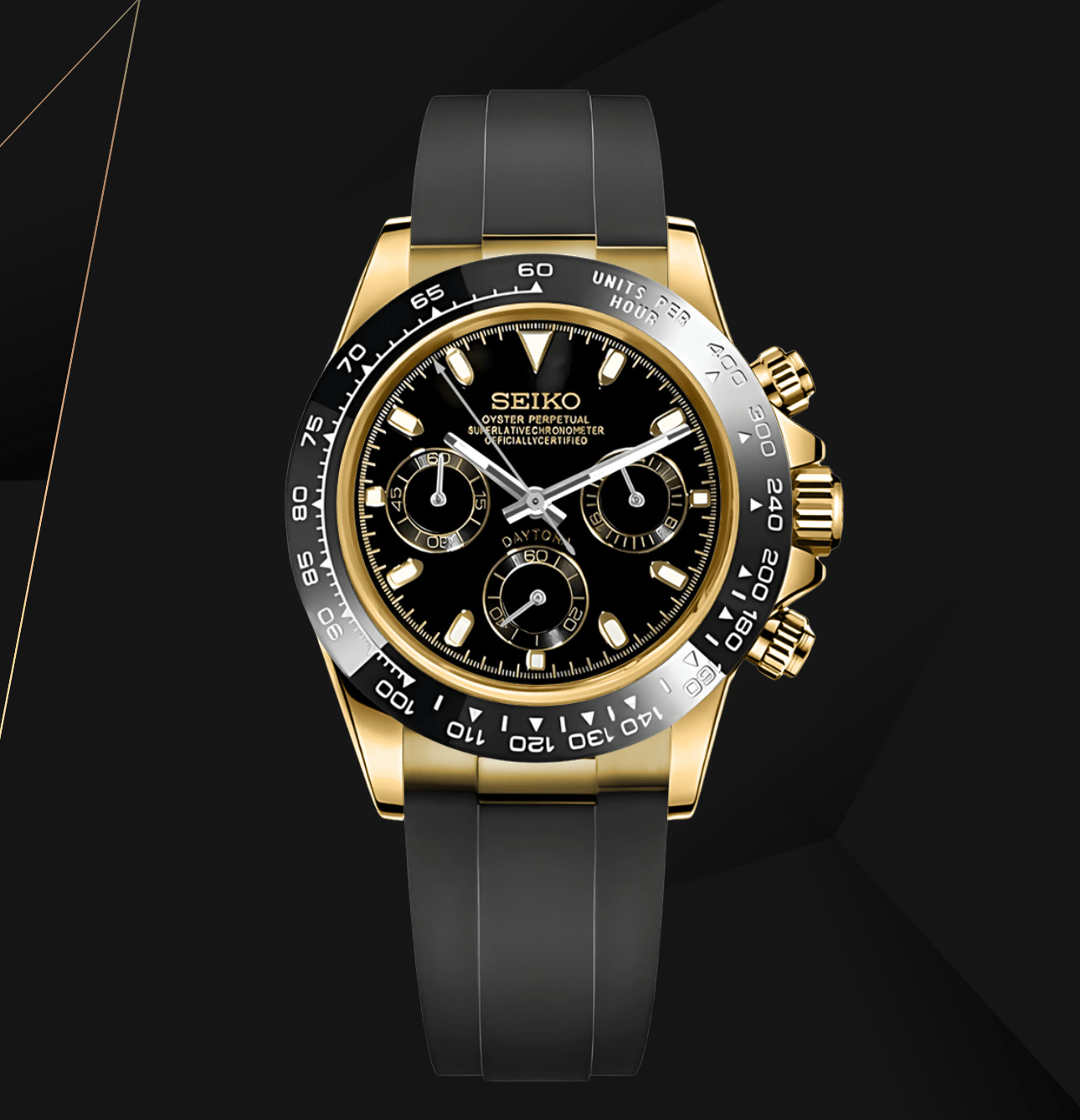 Seiko Mod Daytona Gold Black