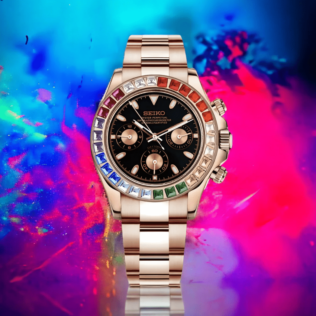 Seiko Mod Daytona Rose Gold - Rainbow