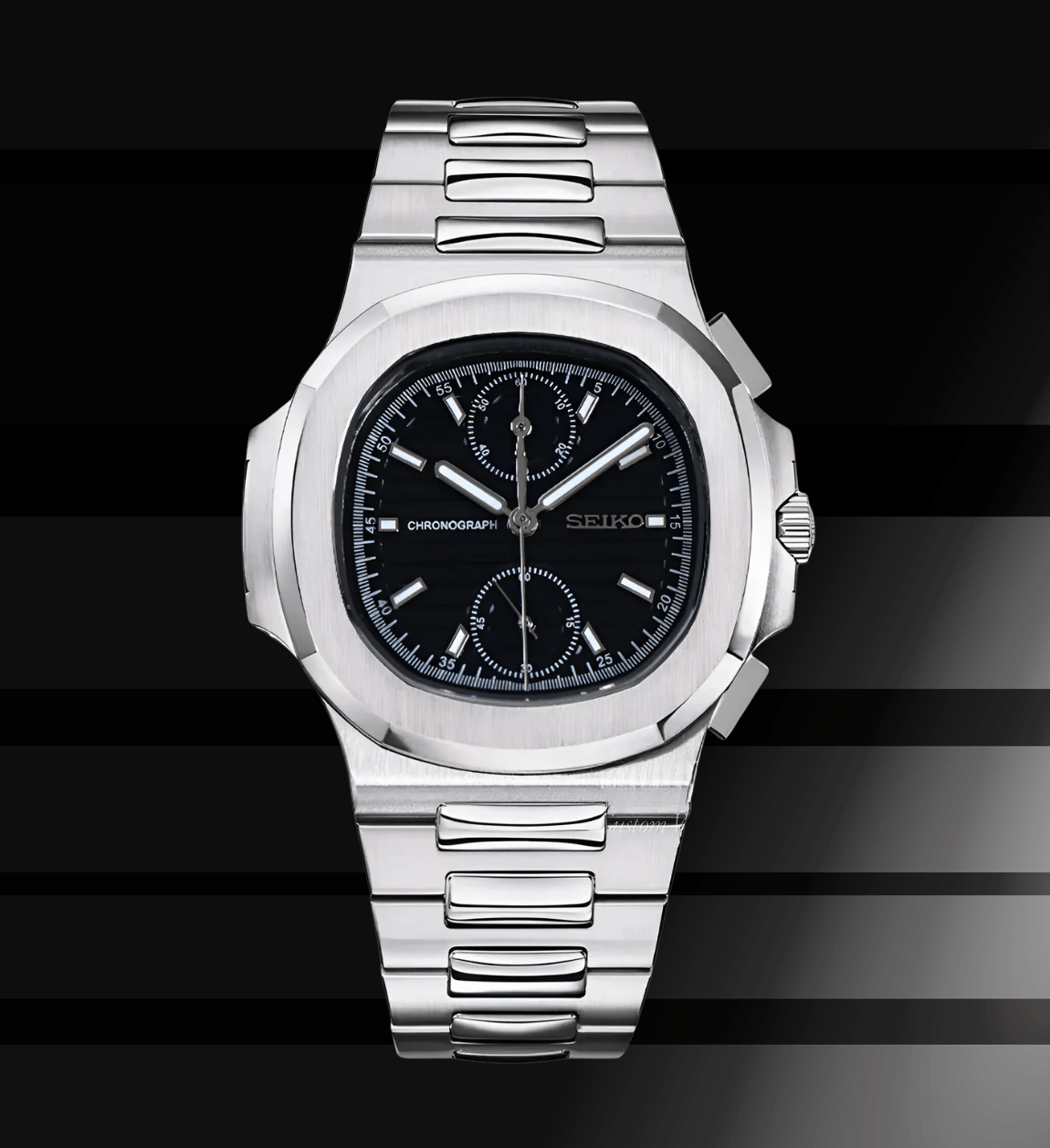 Seiko Mod Nautilus Chrono Black