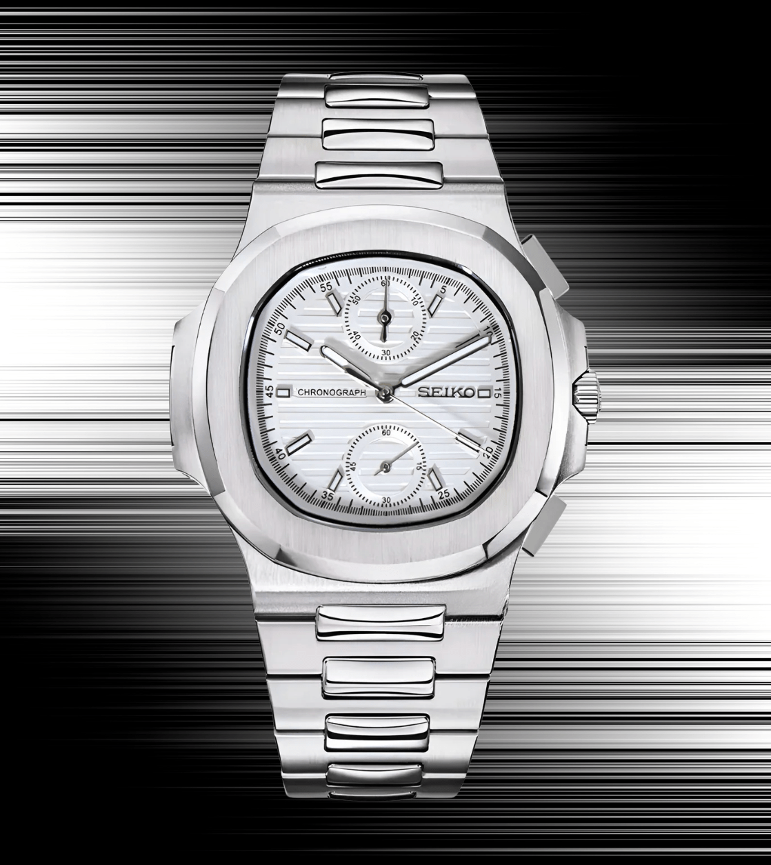 Seiko Mod Nautilus Chrono White