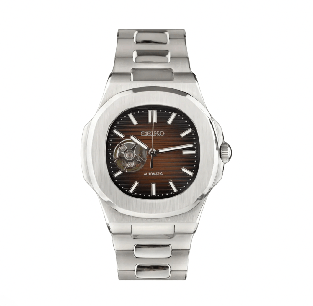Seiko Mod Nautilus Open Heart Chocolate