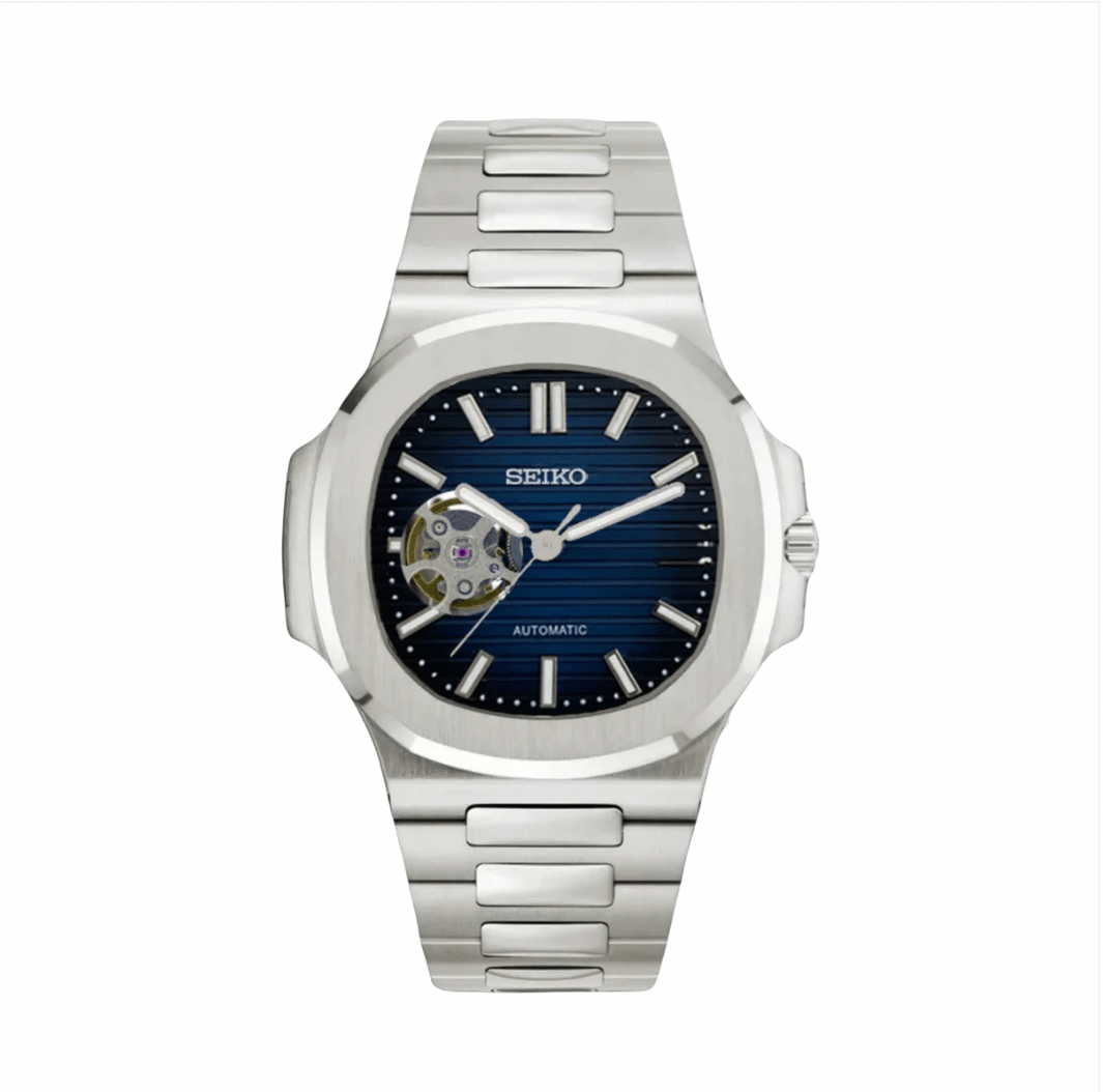 Seiko Mod Nautilus Open Heart Dark Blue