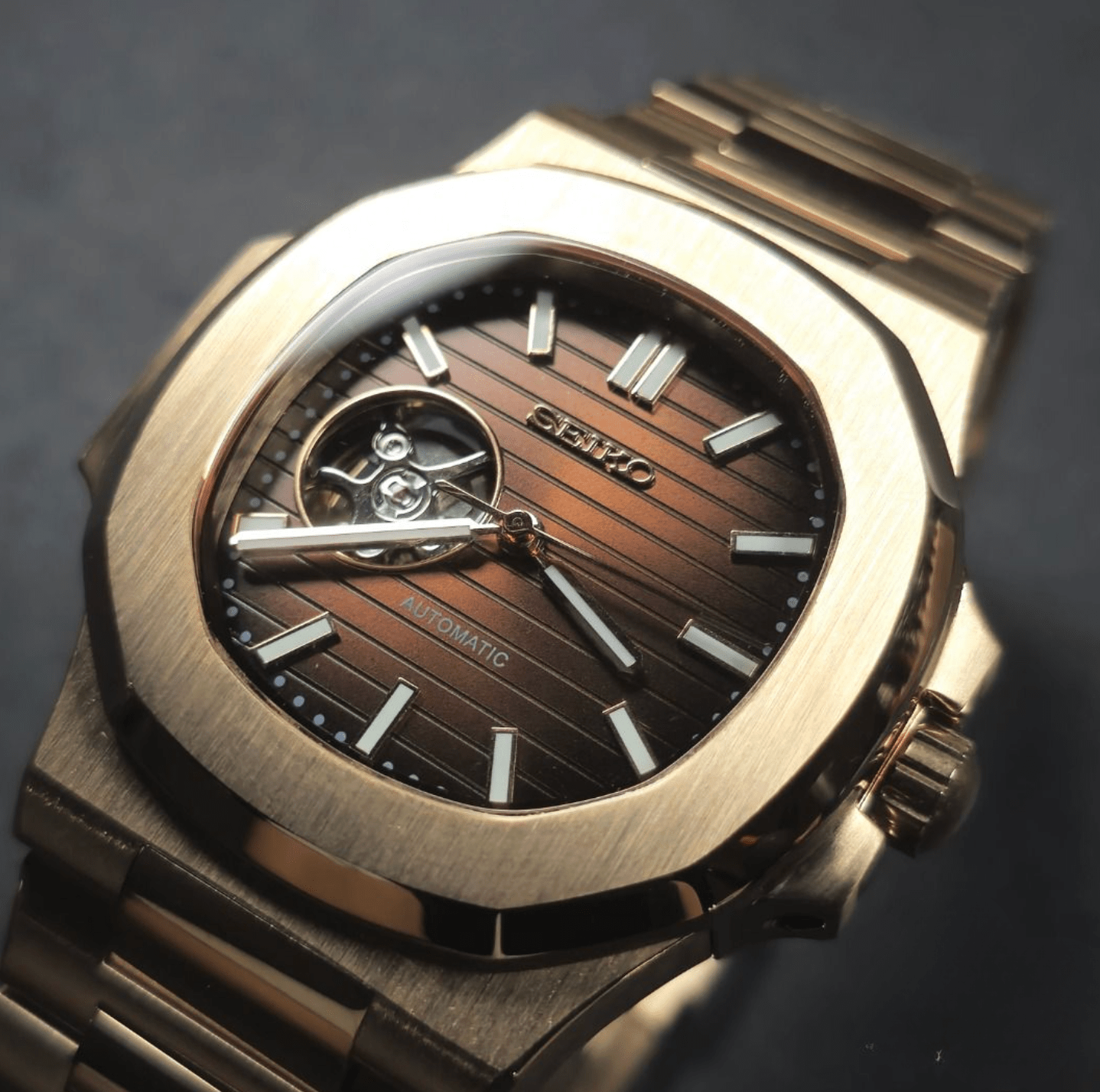 Seiko Mod Nautilus (Open Heart) Rose Gold