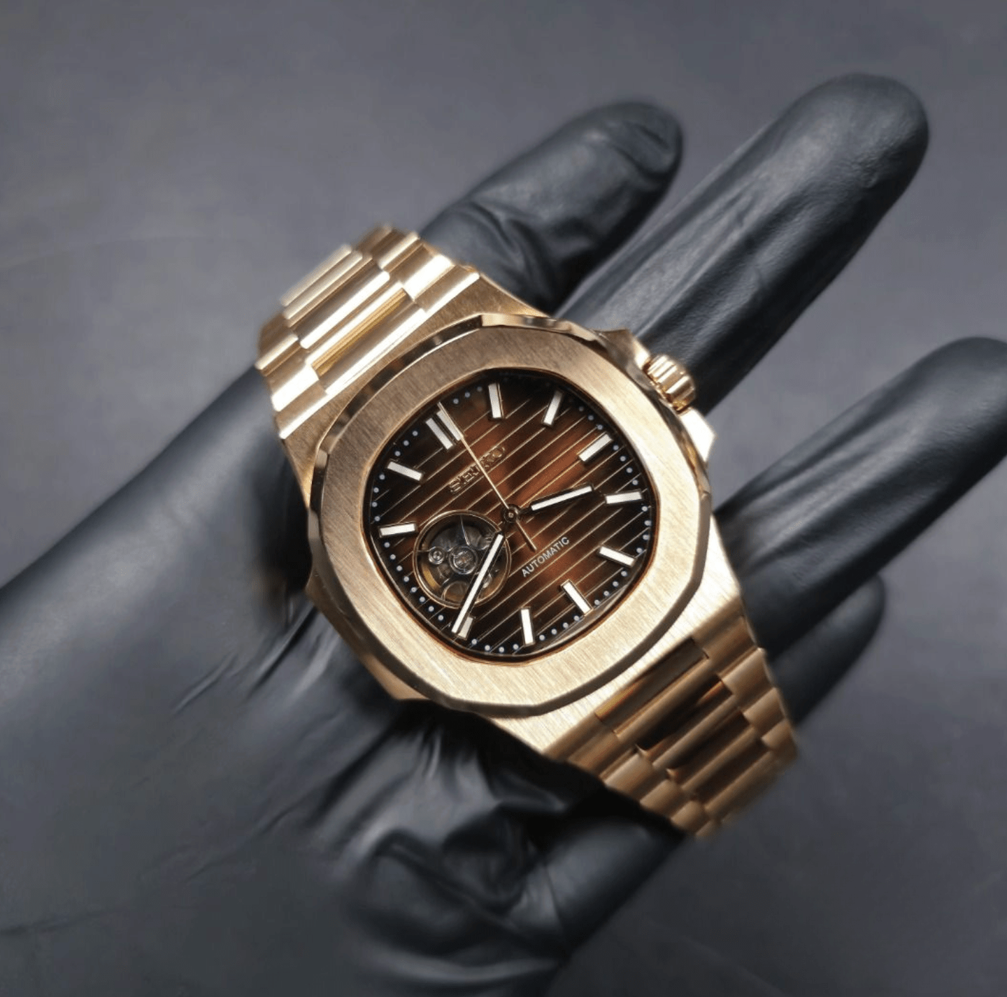 Seiko Mod Nautilus (Open Heart) Rose Gold