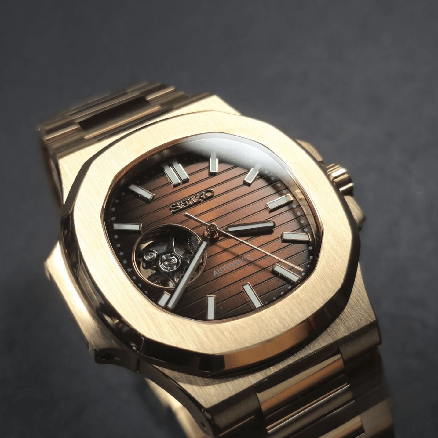 Seiko Mod Nautilus (Open Heart) Rose Gold