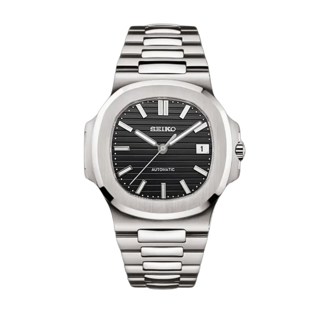 Seiko Mod Nautilus Silver Black
