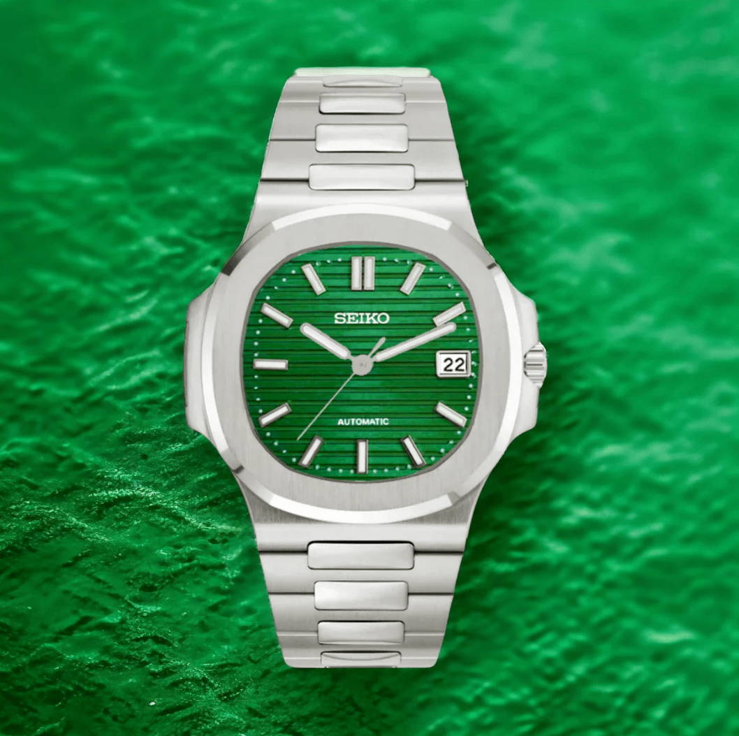 Seiko Mod Nautilus Silver Green