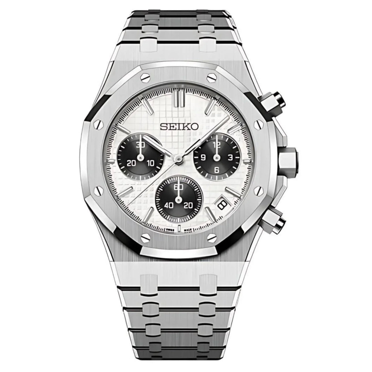 Seiko Mod Royal Oak Chronograph Panda – NeoLux Watch Co