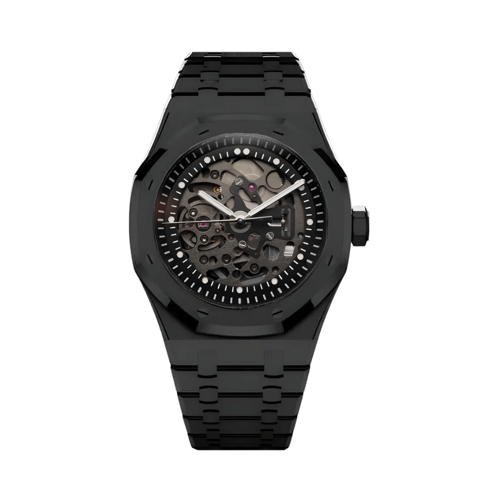 Seiko Mod Royal Oak Skeleton Black NeoLux Watch Co