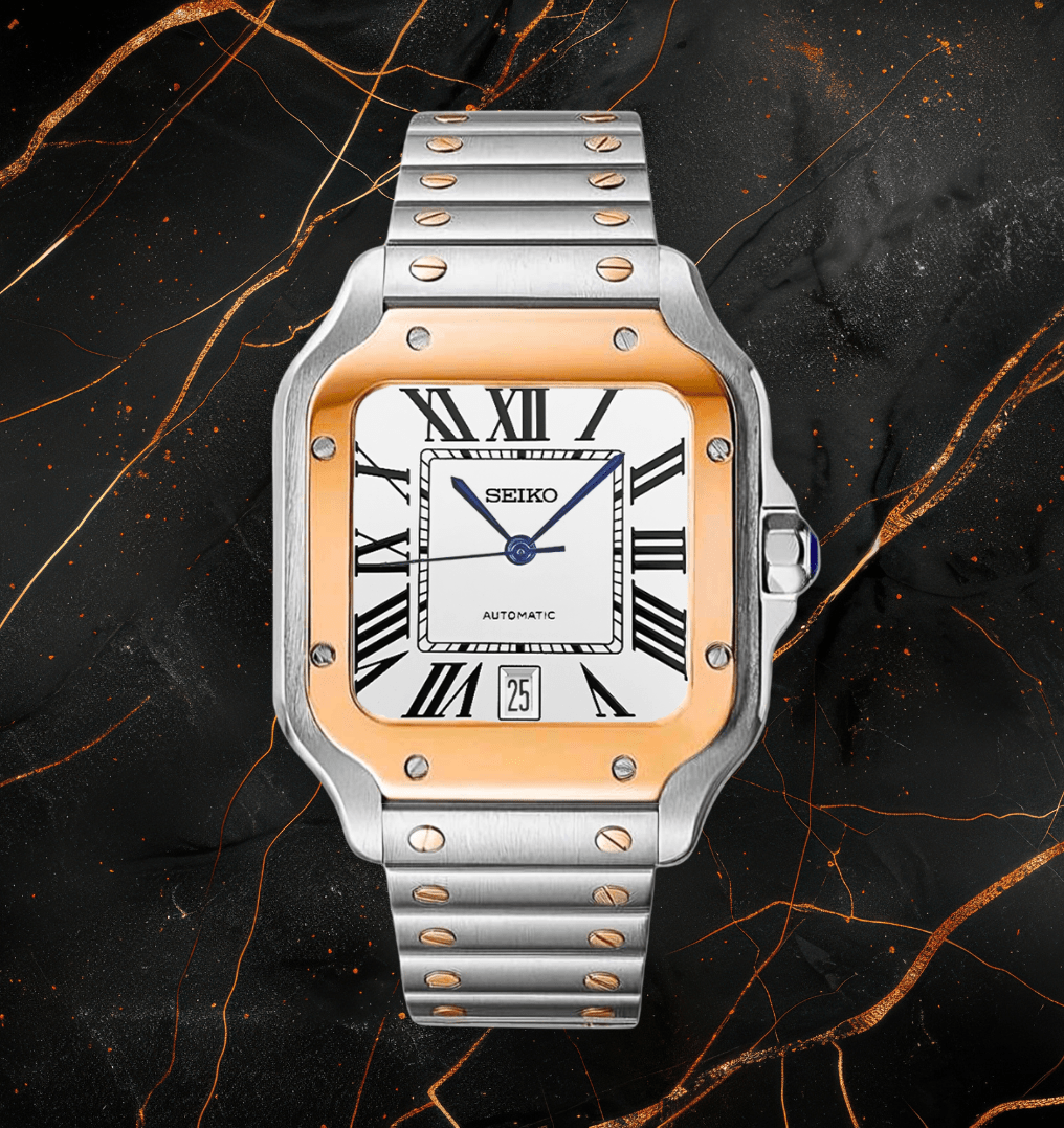 Seiko Mod Santos Date Two - tone Rose Gold