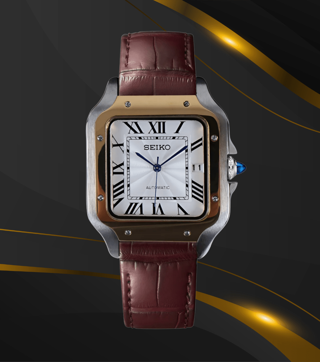 Seiko Mod Santos Two - Tone Brown