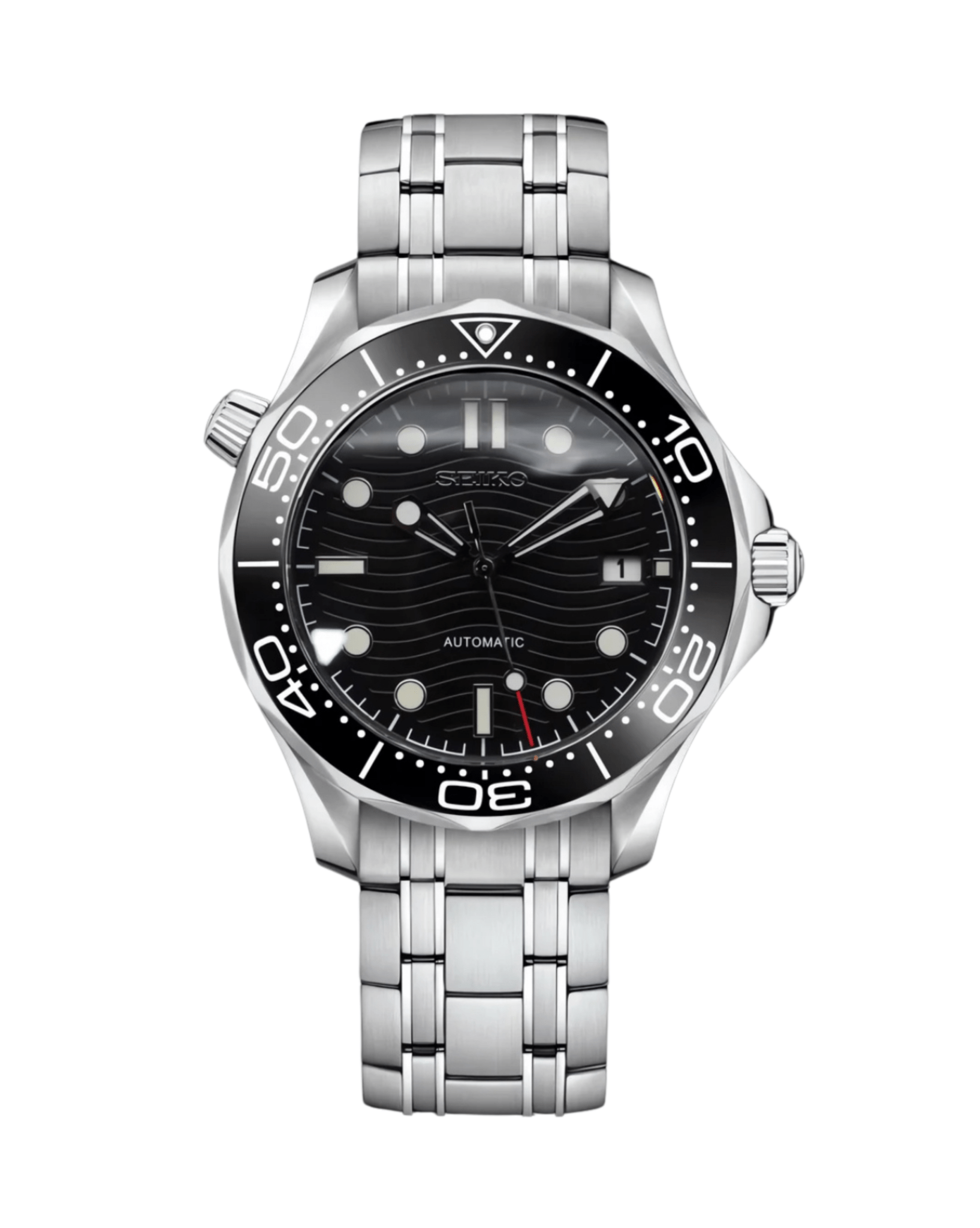 Seiko Mod Seamaster Black – NeoLux Watch Co - Main Image