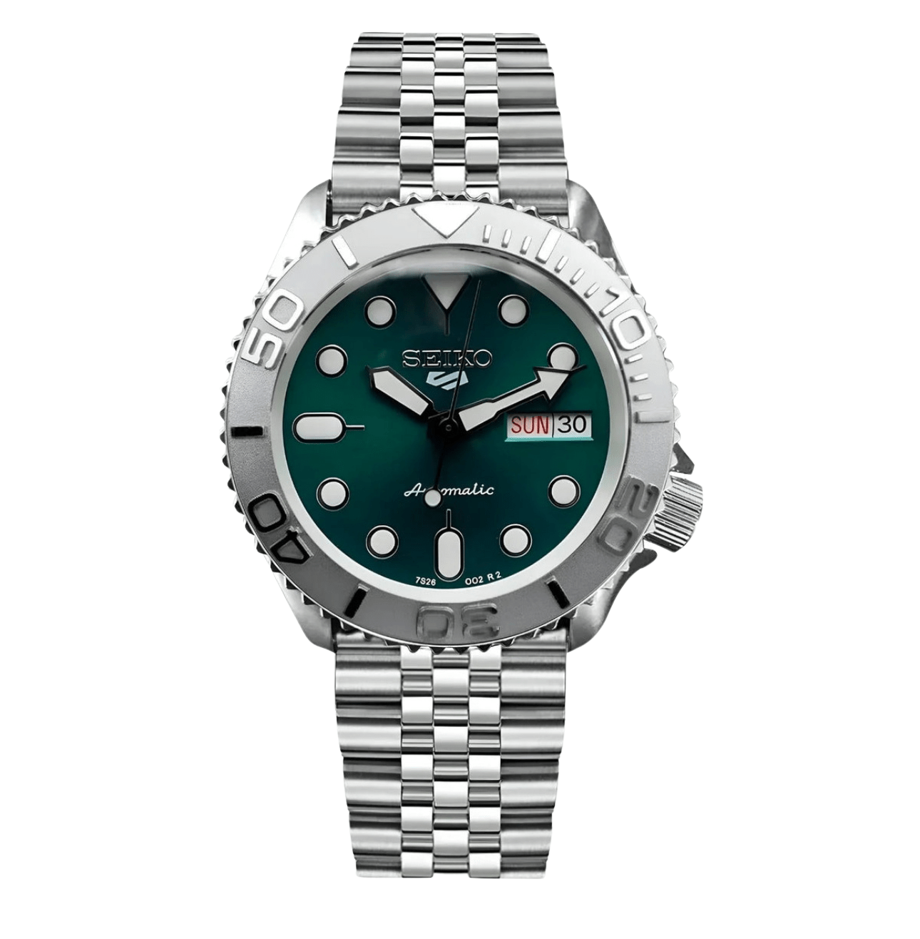 Seiko Mod SKX Silver Green – NeoLux Watch Co - Main Image