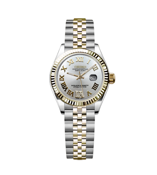 Seiko Mod Datejust Lady Two-Tone White Roman