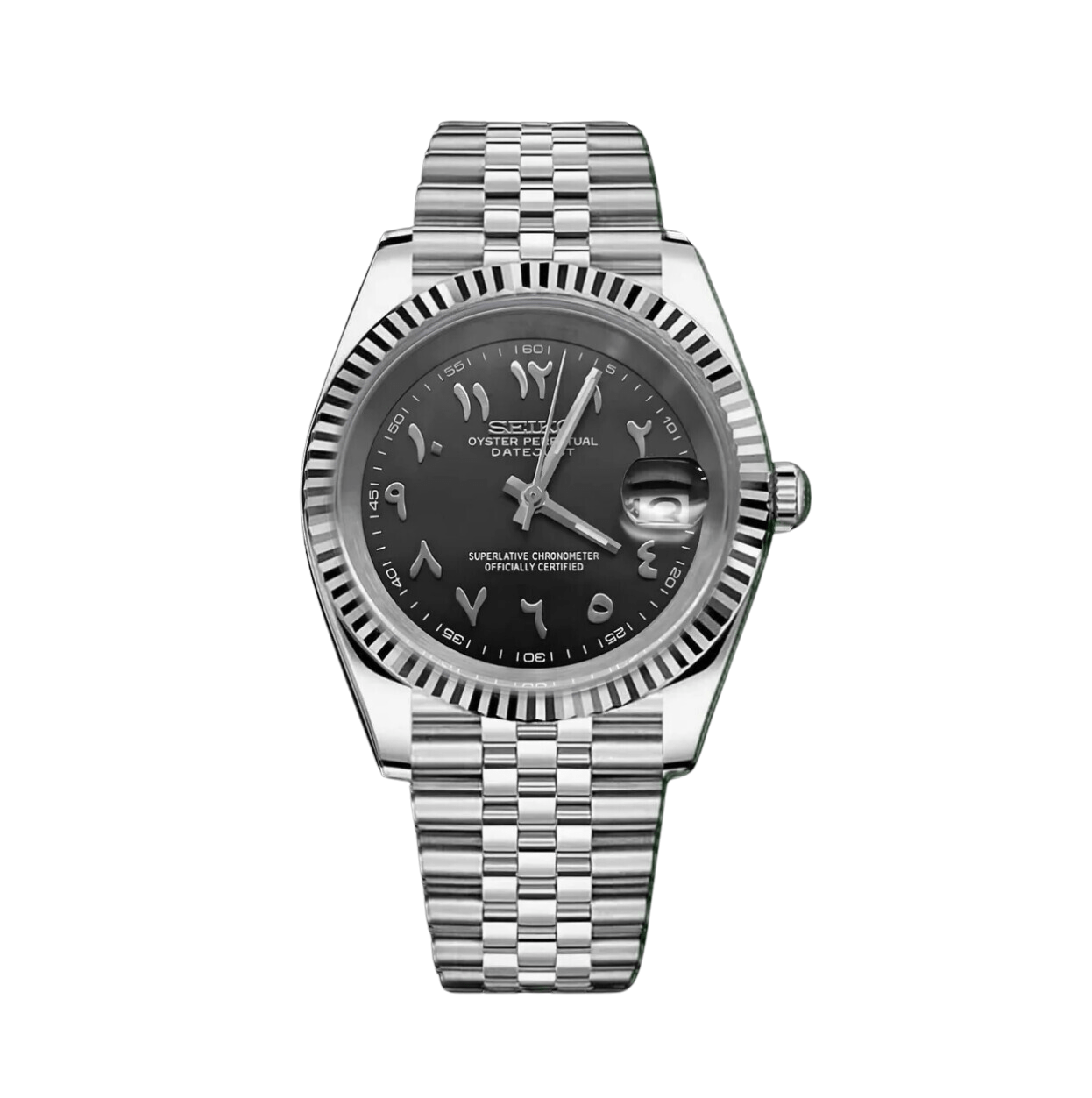 Seiko Mod Datejust Arabic Black