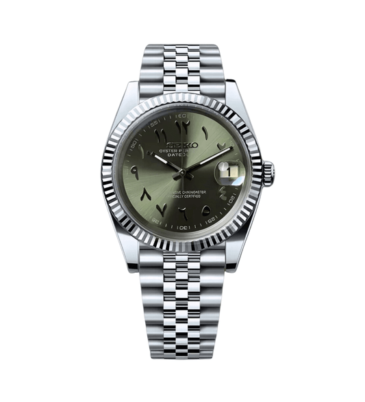 Seiko Mod Datejust Arabic Olive Green