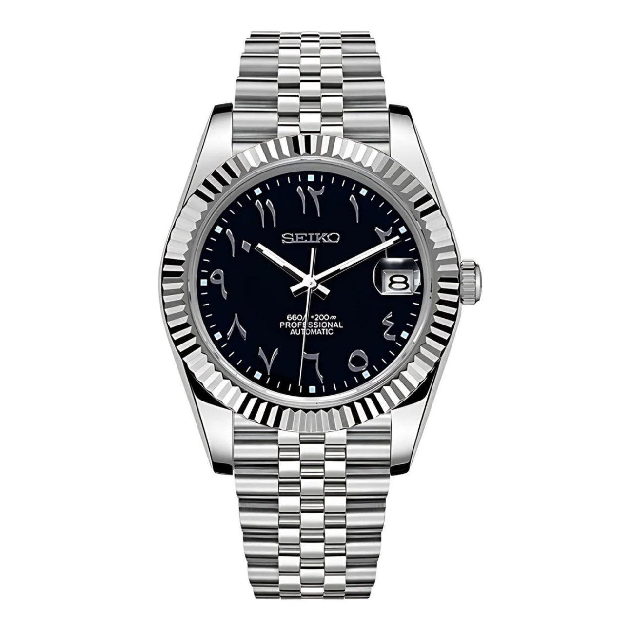 Seiko Mod Datejust Black Classic Arabic