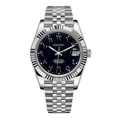 Seiko Mod Datejust Black Classic Arabic