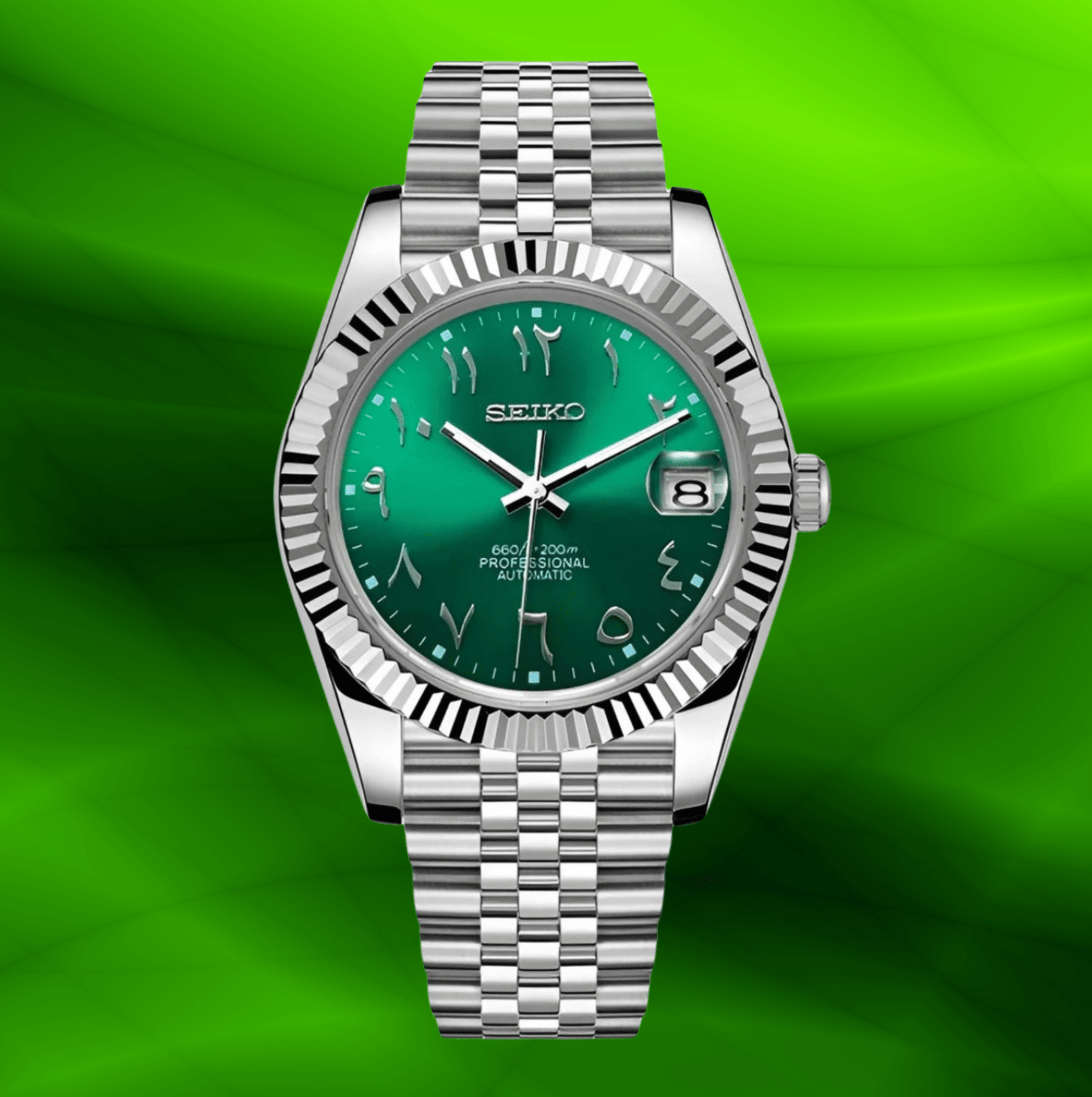 Seiko Mod Datejust Green Arabic – NeoLux Watch Co