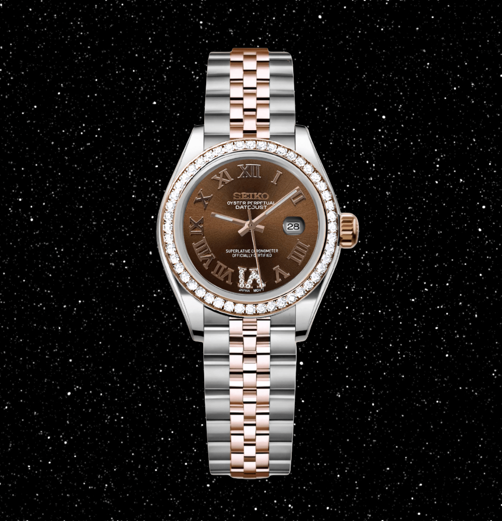 Seiko Mod Datejust Lady Iced Roman Chocolate