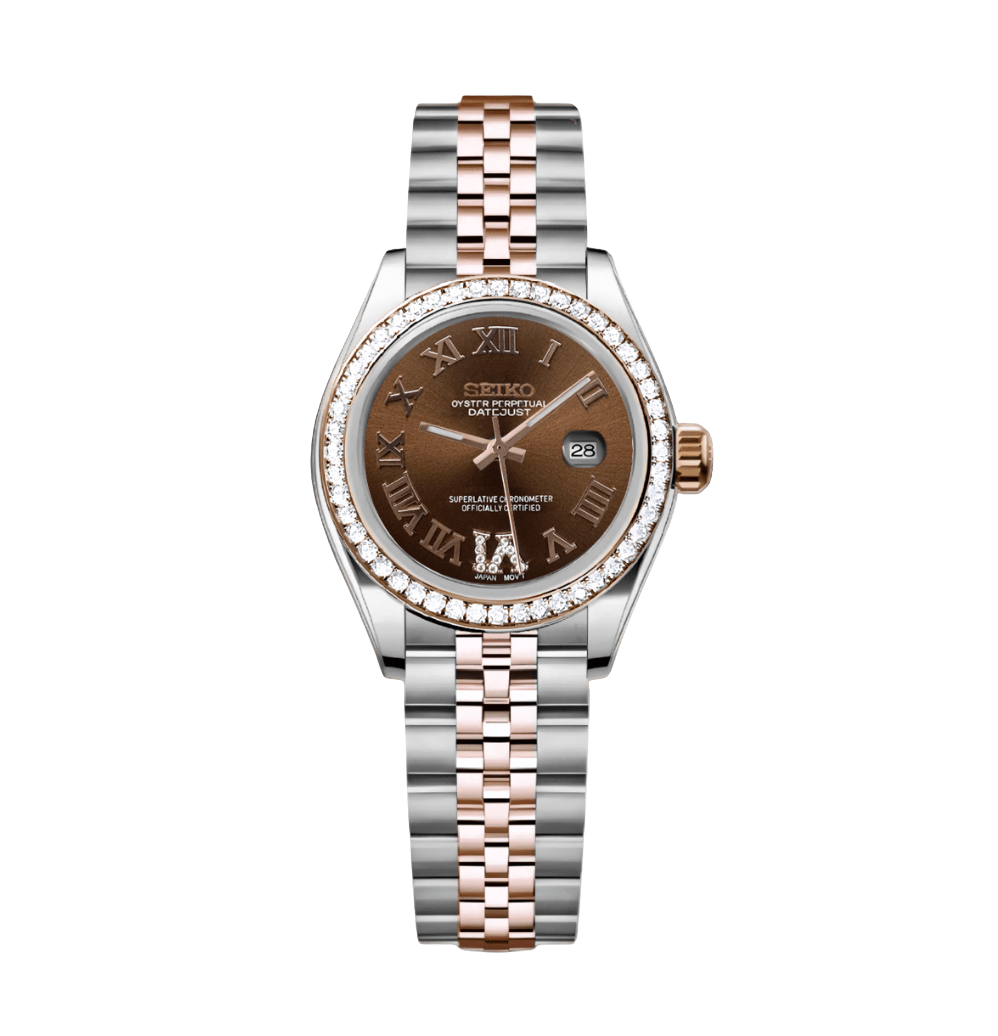 Seiko Mod Datejust Lady Iced Roman Chocolate