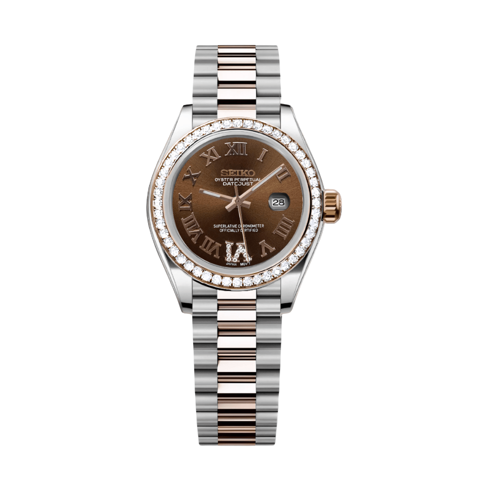 Seiko Mod Datejust Lady Iced Roman Chocolate
