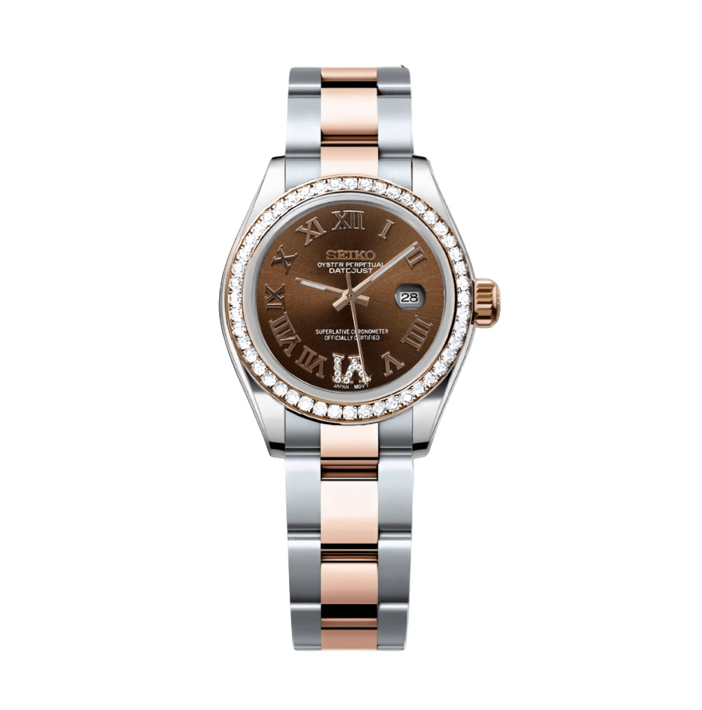 Seiko Mod Datejust Lady Iced Roman Chocolate