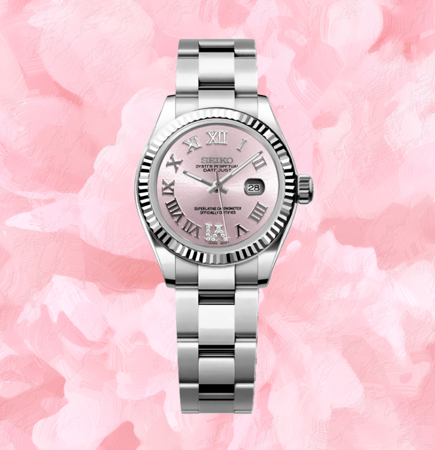 Seiko Mod Datejust Lady Roman Pink