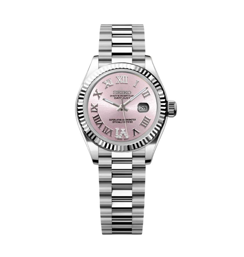 Seiko Mod Datejust Lady Roman Pink