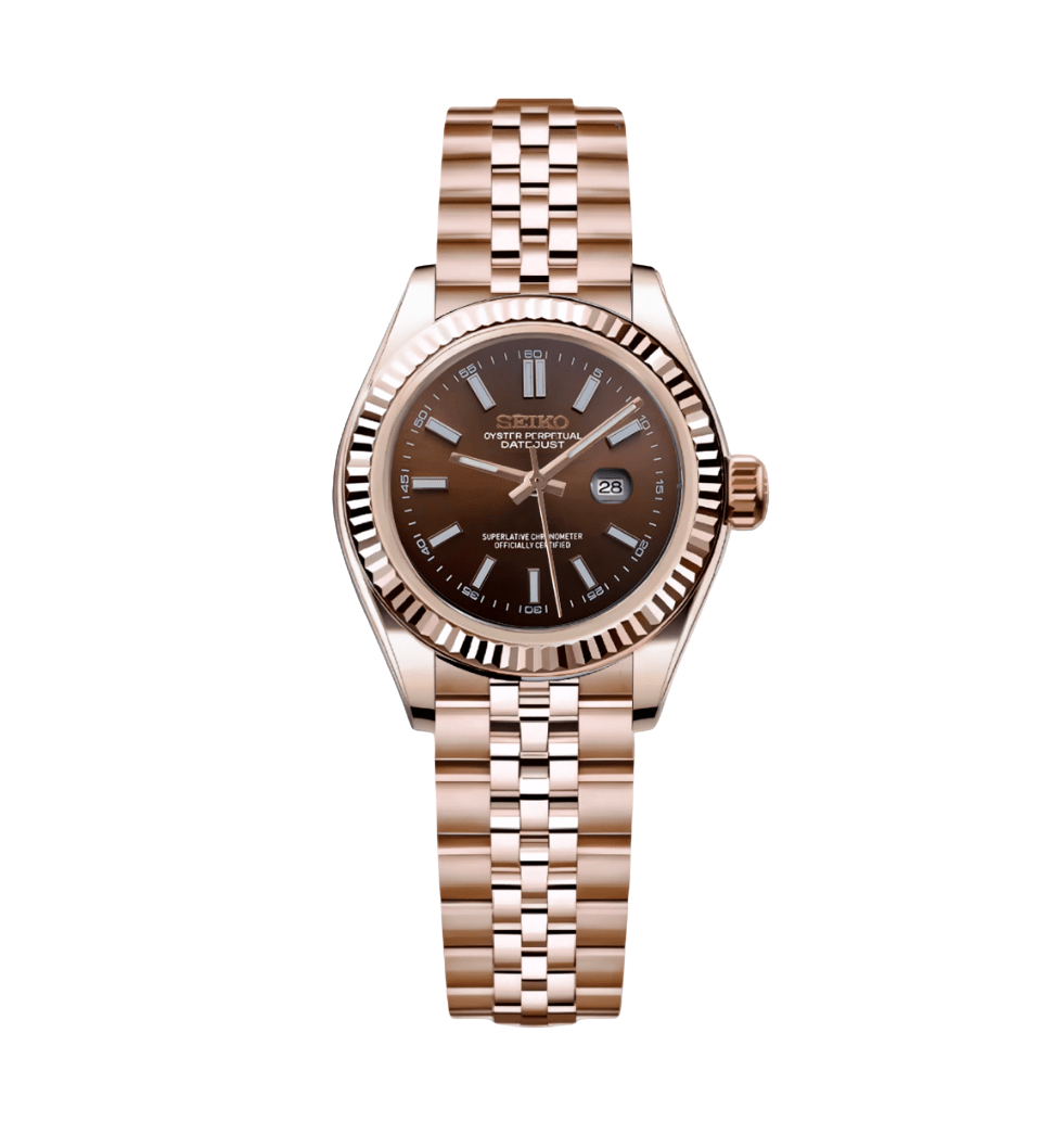 Seiko Mod Datejust Lady Rose Gold Chocolate