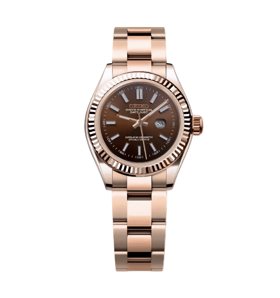 Seiko Mod Datejust Lady Rose Gold Chocolate