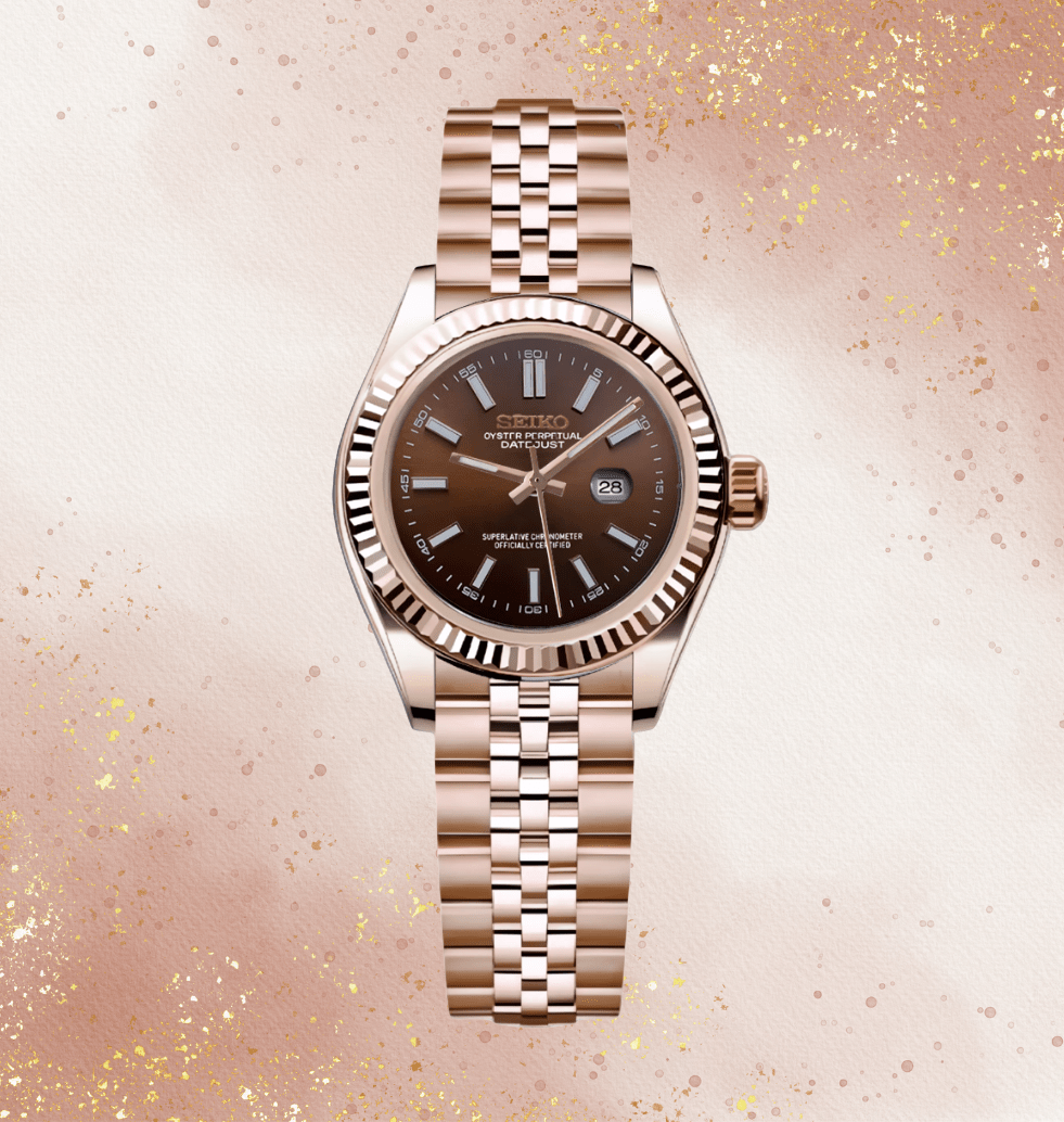 Seiko Mod Datejust Lady Rose Gold Chocolate