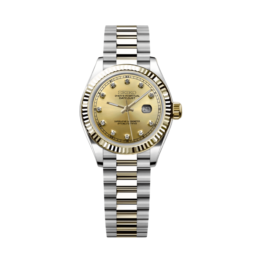 Seiko Mod Datejust Lady Two - Tone Gem Gold