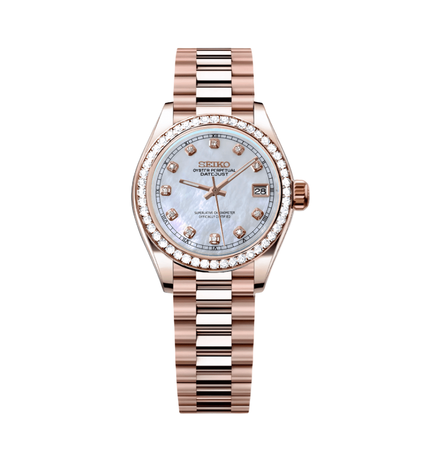 Seiko Mod Datejust Lady Two - Tone Gem Pearl White