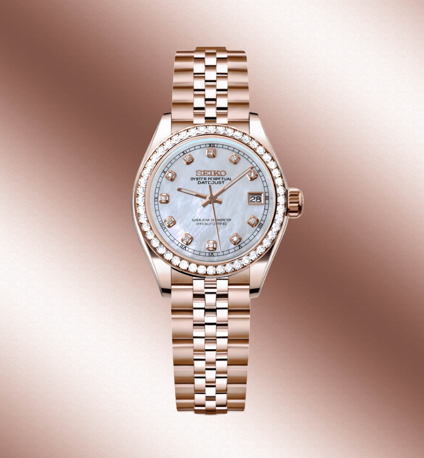 Seiko Mod Datejust Lady Two - Tone Gem Pearl White