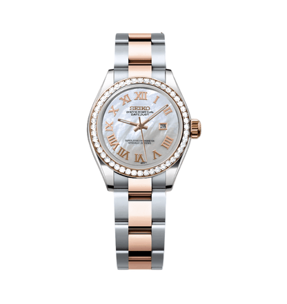 Seiko Mod Datejust Lady Two - Tone Roman Pearl Iced