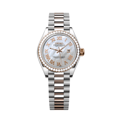 Seiko Mod Datejust Lady Two - Tone Roman Pearl Iced